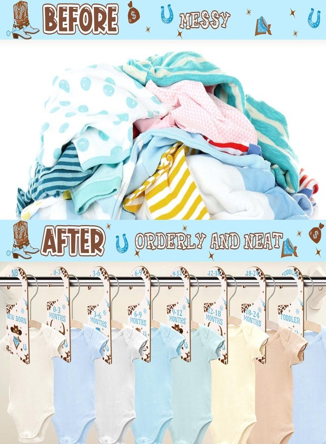 CORNER LACE Baby Closet Dividers 8PCS, Western Cowboy Theme Wooden Double-Sided Clothes Size Hanger Organizer from Newborn to Toddler for Nursery Decor Baby Shower Birthday Gift - Image 5